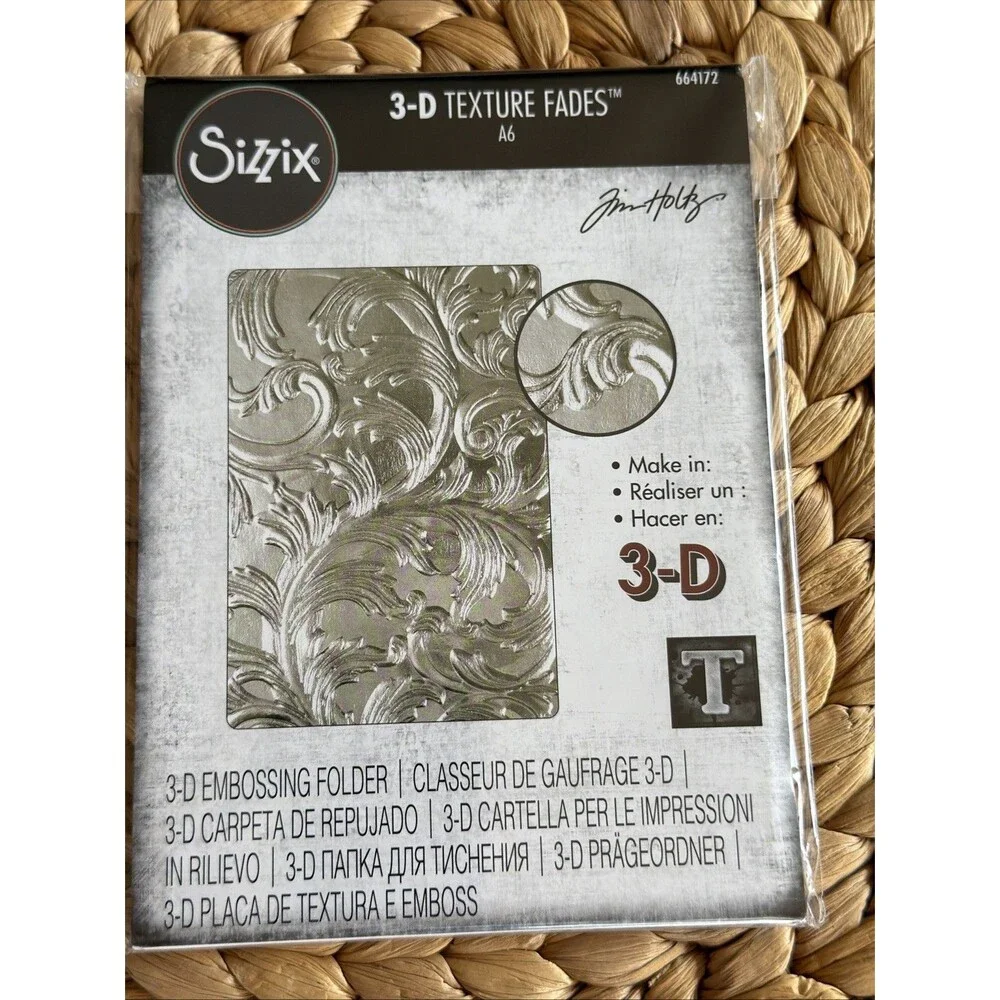 Tim Holtz 3D Texture Fades Embossing Folder - Elegant sizzix flourish 664172